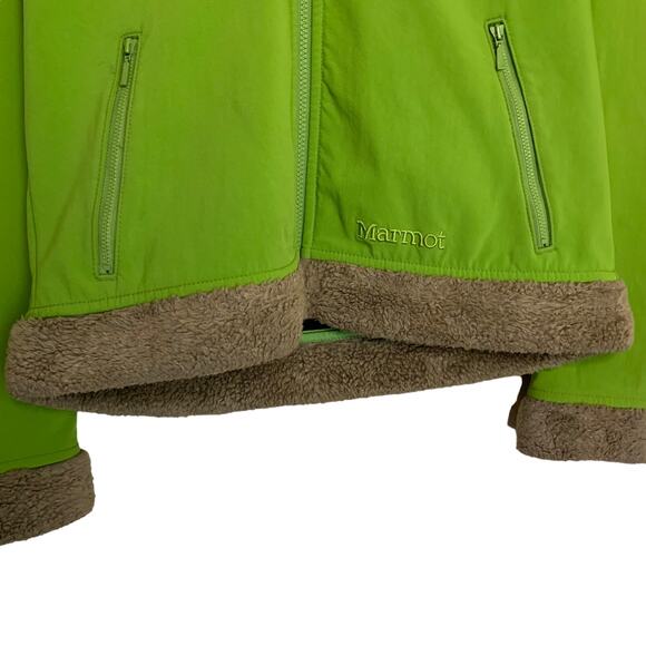 Marmot Green Fur Trimmed Soft Shell Women's Jacket Size Large - Picture 3 of 12
